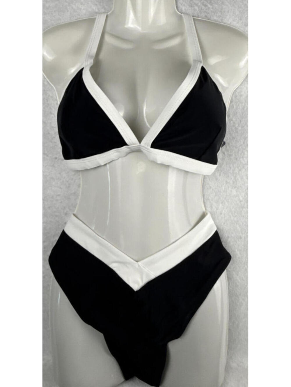 Blooming Jelly Womens Large Black White Bikini Swim Suit‎ NWT